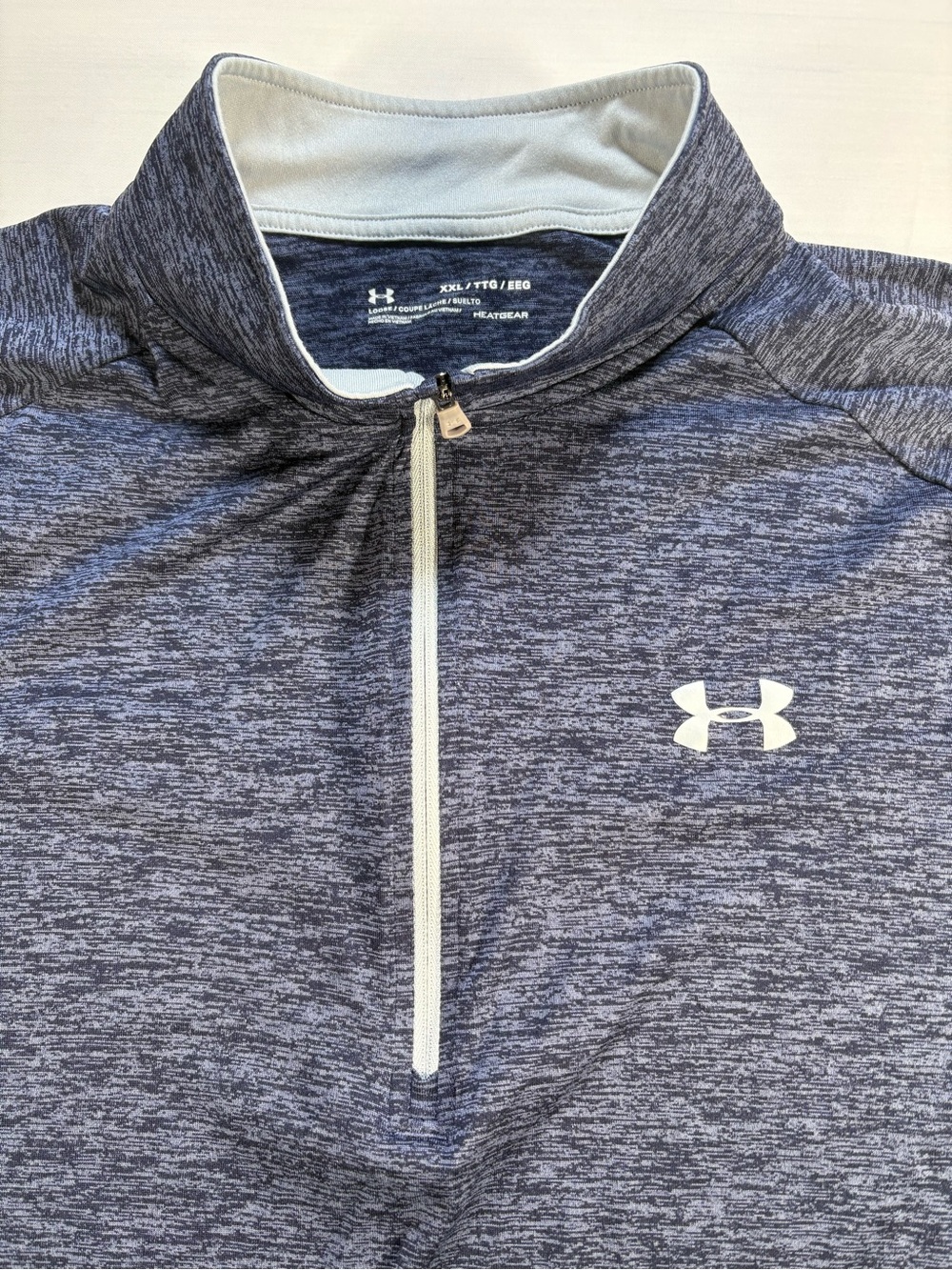 Under Armour Tech 1/4 Zip Pullover Mens XXL Blue Heathered HeatGear Long Sleeve